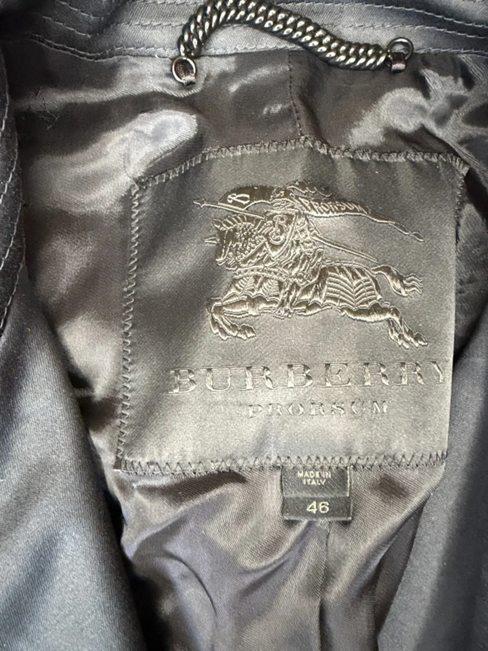 EXCELLENT Burberry Prorsum navy Logo-Lined trench coat jacket size 46 - Picture 2 of 8